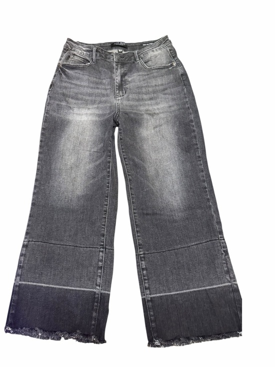 Judy Blue Denim - Judy Blue Wide Leg Crop Jeans Size 9/29 Black Wash Raw Hem Boutique Denim